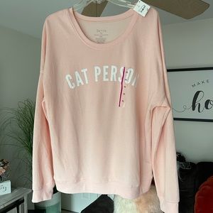 Zoe + Liv Pink ‘Cat Person’ Crewneck Sweater NWT